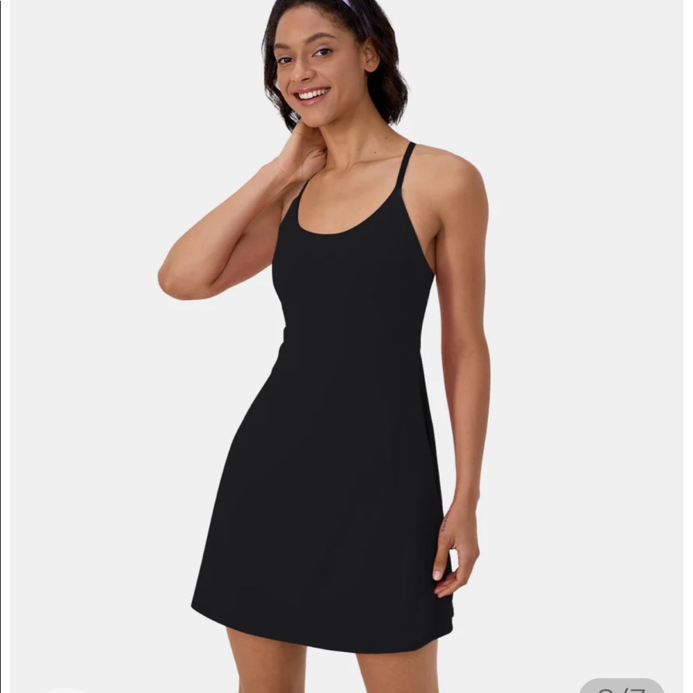 Everyday Cloudful Flare Activity Dress-Longer Length & Adjustable Straps - Black